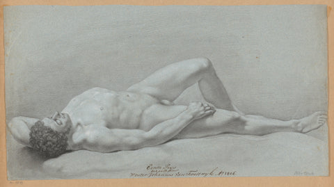 Male nude lying on the back (1st prize 1806), Wouter Johannes van Troostwijk, 1806 Canvas Print