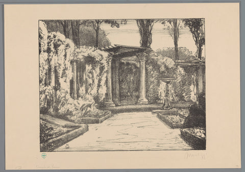 Garden with pergola on marlot estate, Simon Moulijn, 1925 Canvas Print