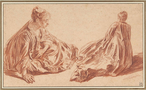 Two Studies of a Seated Woman, Jean Antoine Watteau, 1709 - 1721 Canvas Print