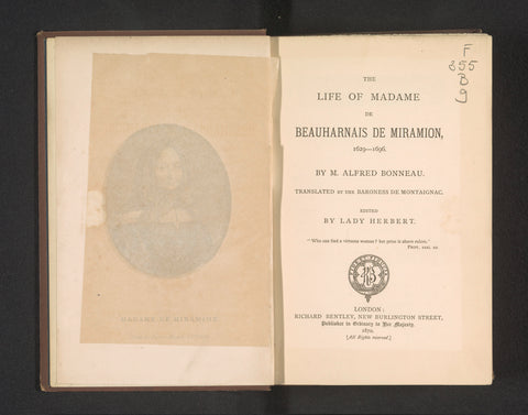 The life of Madame de Beauharnais de Miramion 1629-1696, Alfred Bonneau-Avenant, 1870 Canvas Print