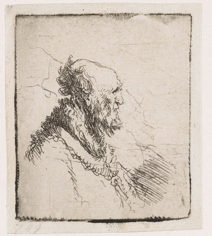 Bald Old Man with a Short Beard, Rembrandt van Rijn, c. 1635 Canvas Print