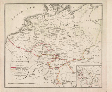 Map of the war scene in 1805, Daniël Veelwaard (I), 1806 Canvas Print