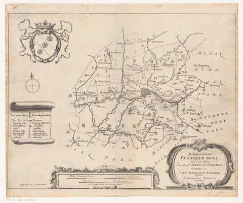 Map of the grietenij Franekeradeel, Jacob van Meurs (possibly), 1664 Canvas Print