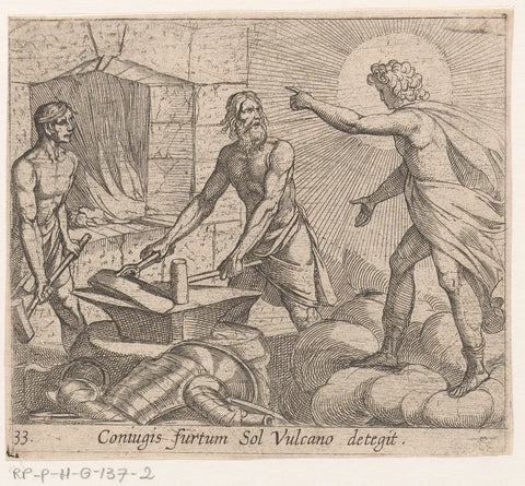 Apollo in blacksmith of Vulcan, Antonio Tempesta, 1606 - 1638 Canvas Print