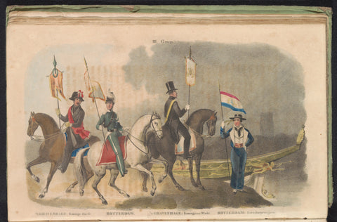 Kostumen en vaandels van de erewachten van 's-Gravenhage en Rotterdam, 1840-1842, anonymous, 1840 - 1842 Canvas Print