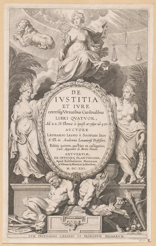 Allegorical title page with the trontronging Astraea, Cornelis Galle (I), 1621 Canvas Print