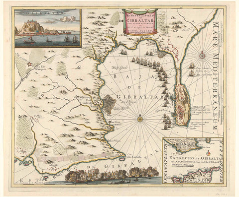 Map of Gibraltar, 1704, Carel Allard (workshop or), 1704 Canvas Print