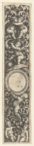 Strip with medallion and six putti, Jacques Vauquer, after 1631 - before 1676 Canvas Print