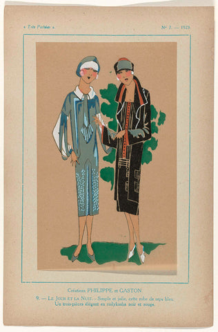 Très Parisien, 1925, No. 7, Pl. 9: Créations PHILIPPE et GASTON - LE JOUR ET LA NUIT, G-P. Joumard, 1925 Canvas Print