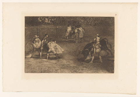 Picador puts his lance in a bull, Francisco de Goya, 1876 Canvas Print