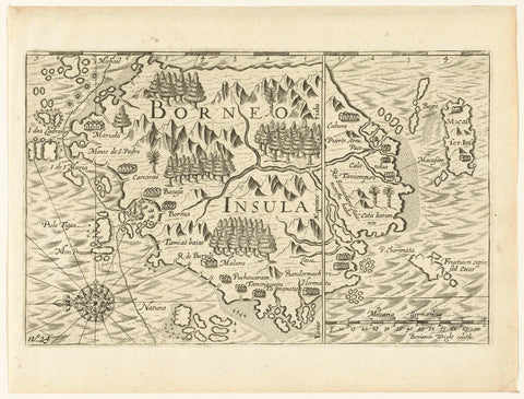 Map of the island of Borneo, 1601, Benjamin Wright, 1646 Canvas Print