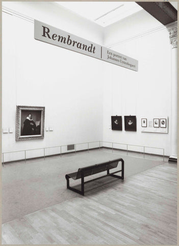 Cabinet of the Gallery of Honour with paintings including on the left the Portrait of Johannes Uyttenbogaert (1557-1644), Remonstrant preacher by Rembrandt, c. 1992 Canvas Print