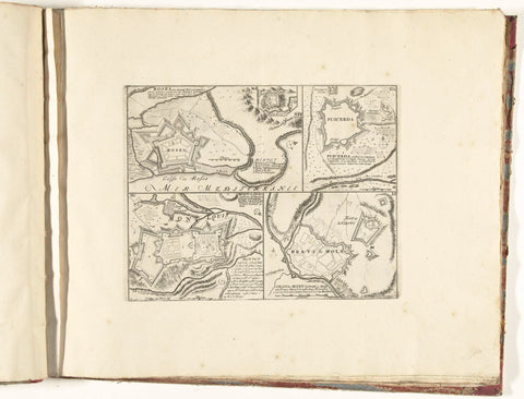 Four maps of cities in Catalonia and southern France, c. 1701-1713, Abraham Allard, 1701 - 1714 Canvas Print