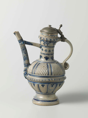 Spouted jug with a lion's head, chip carving and floral scrolls, anonymous, c. 1591 - c. 1600 Canvas Print