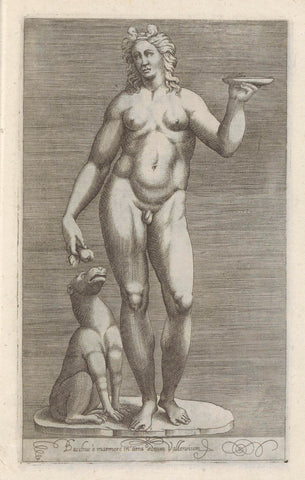 Sculpture of Bacchus and a dog, anonymous, 1584 Canvas Print