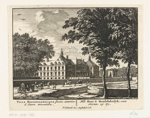 View of the front and side of Honselaarsdijk Palace, anonymous, 1686 - 1711 Canvas Print