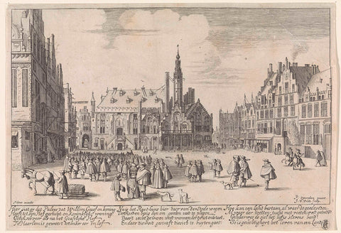 View of the Grote Markt with the town hall in Haarlem, Jan van de Velde (II), 1657 - 1675 Canvas Print