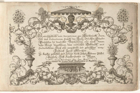 Titelblad: Unterschiedliche neüe Inventionen,von Geschmuckh, Zierathen und Galanterien, Christian Engelbrecht, after 1699 - before 1724 Canvas Print