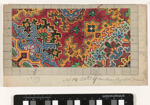 One pattern drawing and 85 model drawings for floor carpets, Deventer Carpet Factory, c. 1854 - c. 1864 Canvas Print