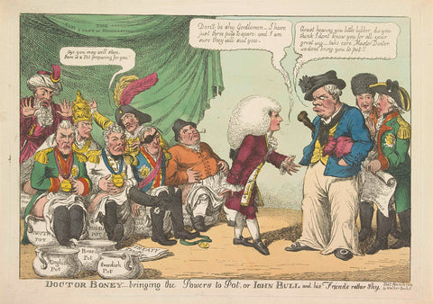 Doctor Napoleon puts the European princes on the pot, 1808, Charles Williams, 1808 Canvas Print