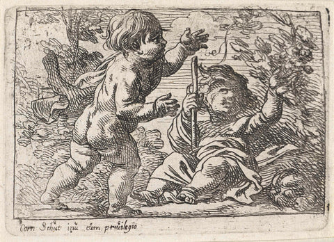 Two fruit picking boys in a landscape, Cornelis Schut (I), 1618 - 1655 Canvas Print