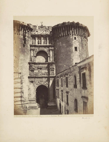 Triumphal arch and tower of the Castel Nuovo in Naples, anonymous, c. 1865 - c. 1875 Canvas Print