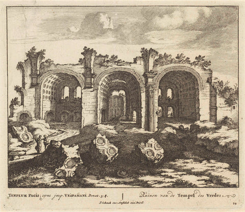 Ruins of the temple of peace in Rome, anonymous, 1675 - 1711 Canvas Print