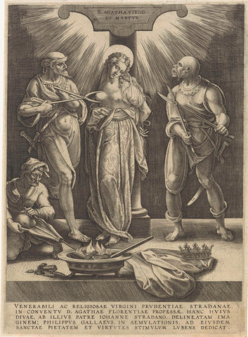 Martyrdom of St. Agatha, Antonie Wierix (II), 1565 - before 1604 Canvas Print