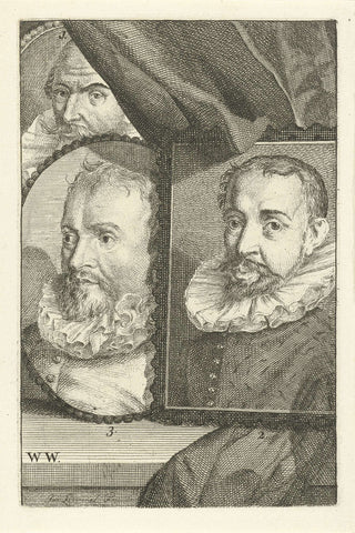 Portraits of Frans Badens, Adriaen de Vries and Jan Antonisz. van Ravesteyn, Jan l'Admiral, 1764 Canvas Print