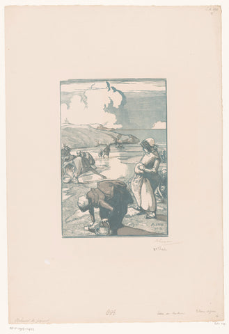 Women busy looking for mussels, Auguste Lepère, 1903 Canvas Print