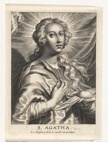 Saint Agatha with severed chest, Schelte Adamsz. Bolswert, 1596 – 1659 Canvas Print