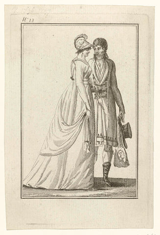 Tableau Général du Goût, An 7, No. 13 (21 dec. 1798): Couple amoureux à la promenade, Laurent Guyot (possibly), 1798 Canvas Print