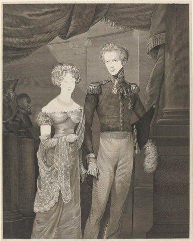 Portrait of Frederick, Prince of the Netherlands, and Louise of Prussia, Philippus Velijn (possibly), 1825 - 1836 Canvas Print