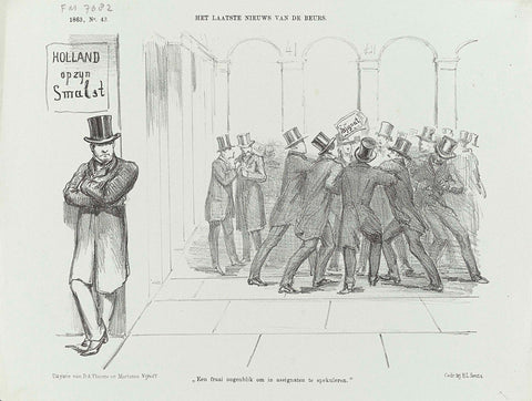 Cartoon on the speculations on the stock exchange, 1863, Johan Michaël Schmidt Crans, 1863 Canvas Print