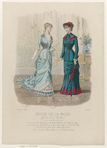 Revue de la Mode, Gazette de la Famille, dimanche 29 août 1880, 9e année, No. 452: Toilettes de Mme Delannoy (...), E. Cheffer, 1880 Canvas Print