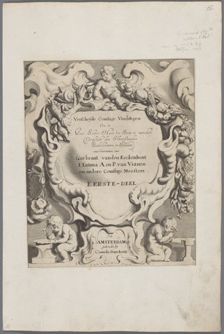 Title print with cartouche in lobe style with the title on it, Michiel Mosijn, Gerbrand van den Eeckhout (possibly), c. 1651 - c. 1653 Canvas Print