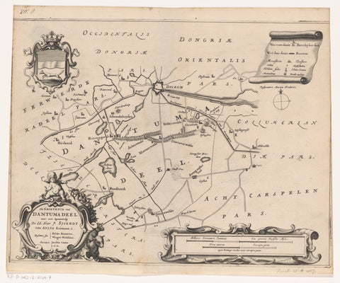 Map of the grietenij Dantumadeel, Jacob van Meurs (possibly), 1664 Canvas Print