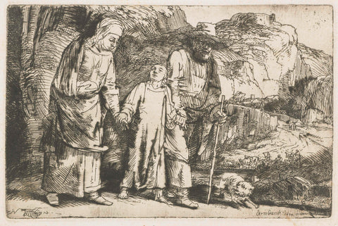 Christ returning from the temple with his parents, Rembrandt van Rijn, 1654 Canvas Print