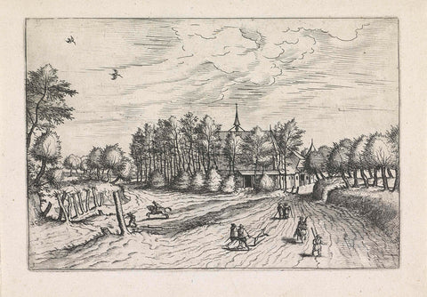 Landscape with a farm, Johannes or Lucas van Doetechum, 1610 - before 1676 Canvas Print