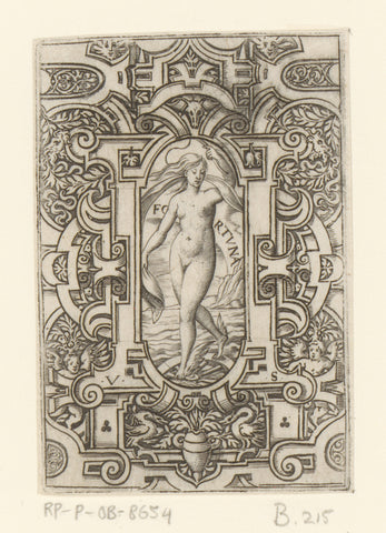 Fortuna in rolwerk frame, Virgilius Solis, 1524 - 1562 Canvas Print