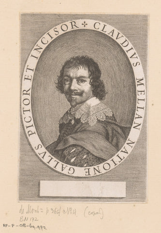 Portret van Claude Mellan, anonymous, Claude Mellan, in or after 1635 - 1699 Canvas Print