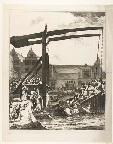 Rescue of Count Johan Maurits after the accident on the bridge of Franeker, 1665, Jan de Visscher, 1720 - 1730 Canvas Print