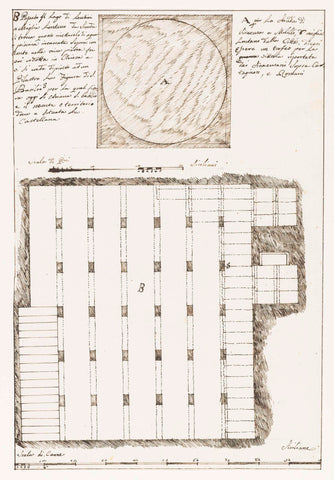 Plattegrond van waterreservoir in omgeving van Lac de Lentini en ruïne van gedenkteken 6 mijl van Syracuse, Louis Mayer, 1778 Canvas Print