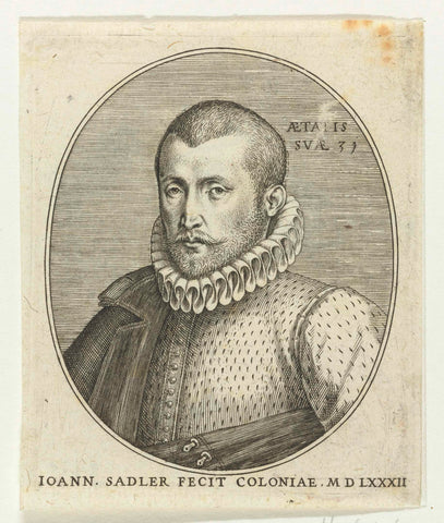 Self-portrait of Johann Sadeler at the age of 31, Johann Sadeler (I), 1582 Canvas Print