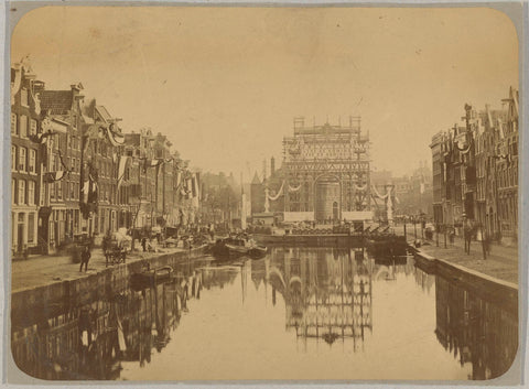 Decoration at the Nieuwmarkt/Kloveniersburgwal for the reception of Willem III and Emma in Amsterdam, Albert Greiner, 1879 Canvas Print