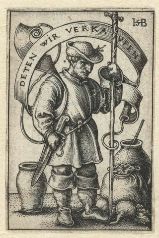 Farmer sells his products on the market, Hans Sebald Beham, 1510 - 1550 Canvas Print