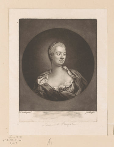 Portrait of Madame de Pompadour, James Watson (printmaker), 1765 Canvas Print