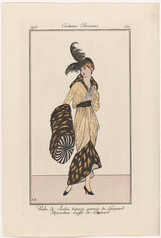 Journal des Dames et des Modes, Costumes Parisiens, 1913, No. 110 : Robe de Satin (...), Jan van Brock, 1913 Canvas Print