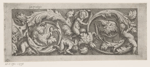 Frisian with arabesques and four putti, Giovanni Battista Pittoni (I), 1561 Canvas Print