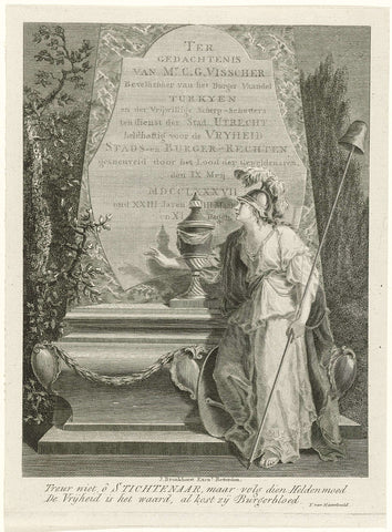 Monument in memory of Cornelis Govert Visscher, 1787, Franciscus Sansom, 1787 Canvas Print